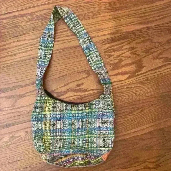 Tapestry Floral Embroidered Boho Ethnic Plaid Hobo Purse Slouchy Shoulder Bag - Picture 8 of 11